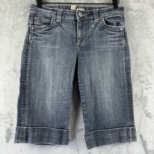 Kut From The Kloth Jeans Women's 6 Blue Denim Capris Pants Cropped Cuffed